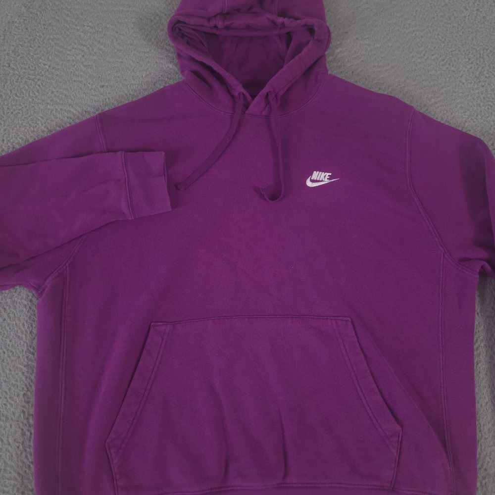 Nike Hoodie Mens XL Purple‎ Sportswear Club Fleece Solid Pullover Logo Pocket